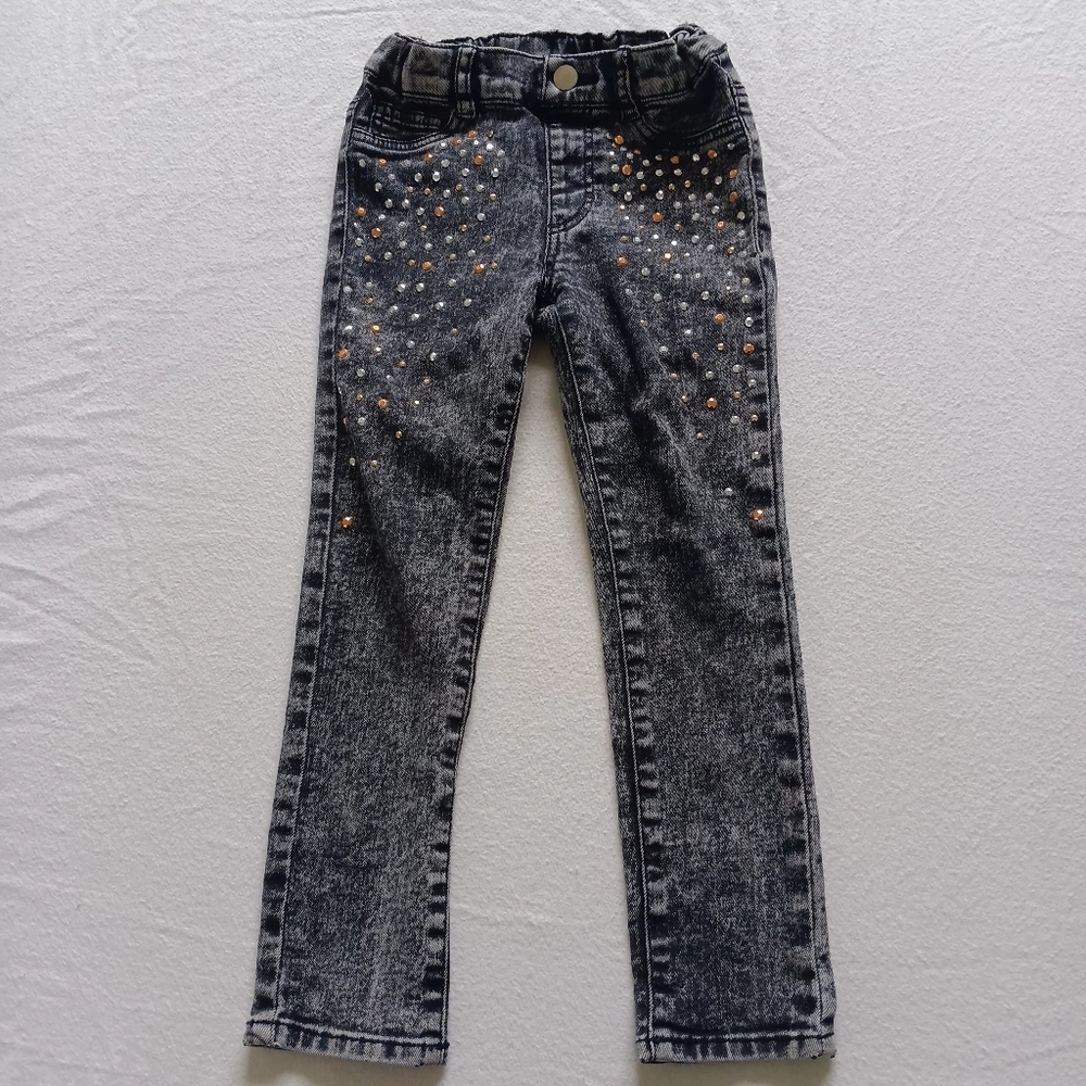 H&M Sz 3-4T Gray Skinny Jeans with Distressed Pattern Re